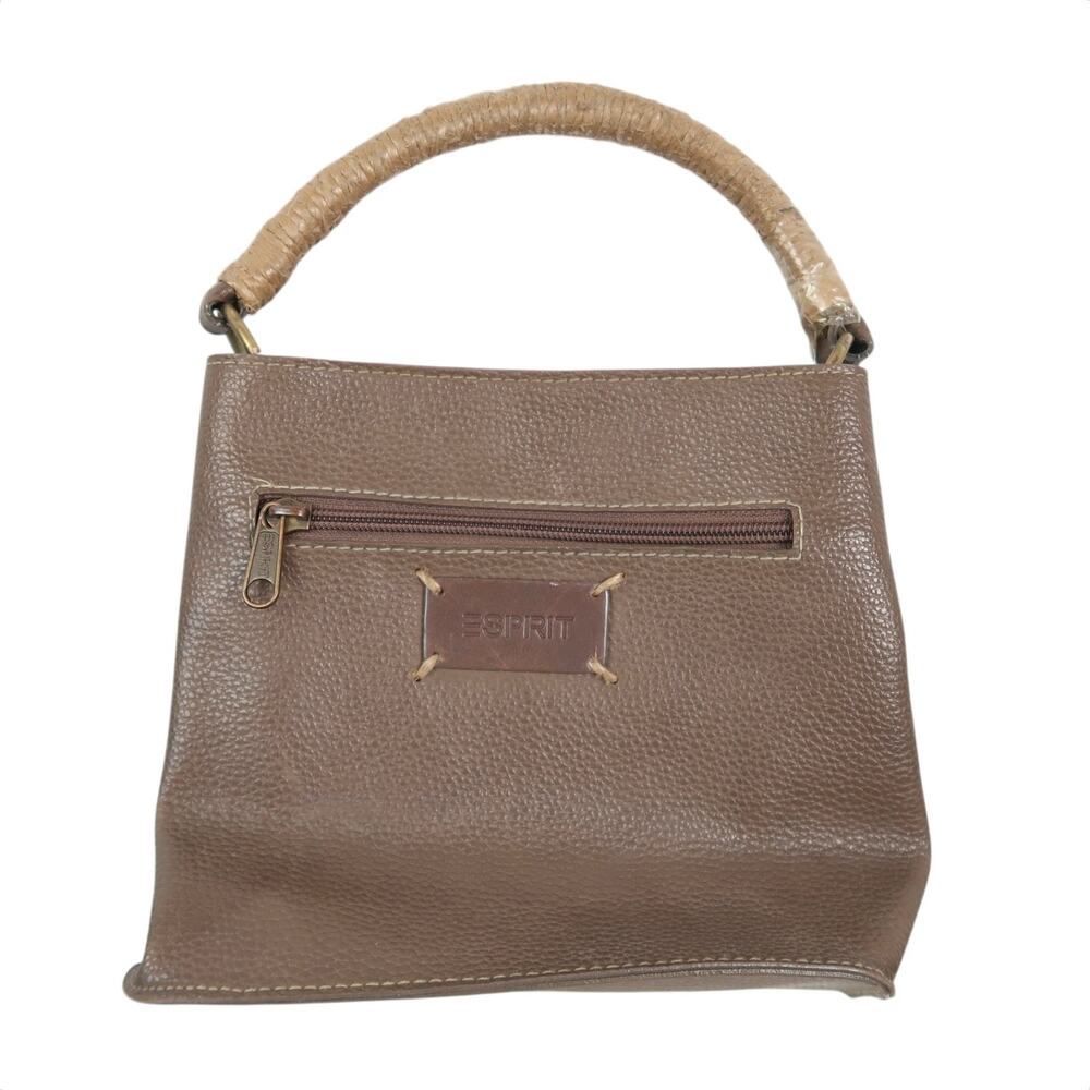 Vintage Esprit Taupe Brown Faux Leather Top Handle Bag Purse